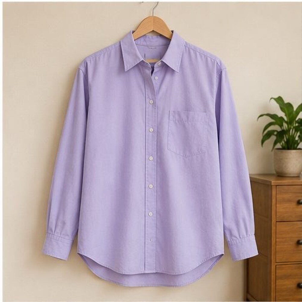 Lilac Poplin Button Down Shirt